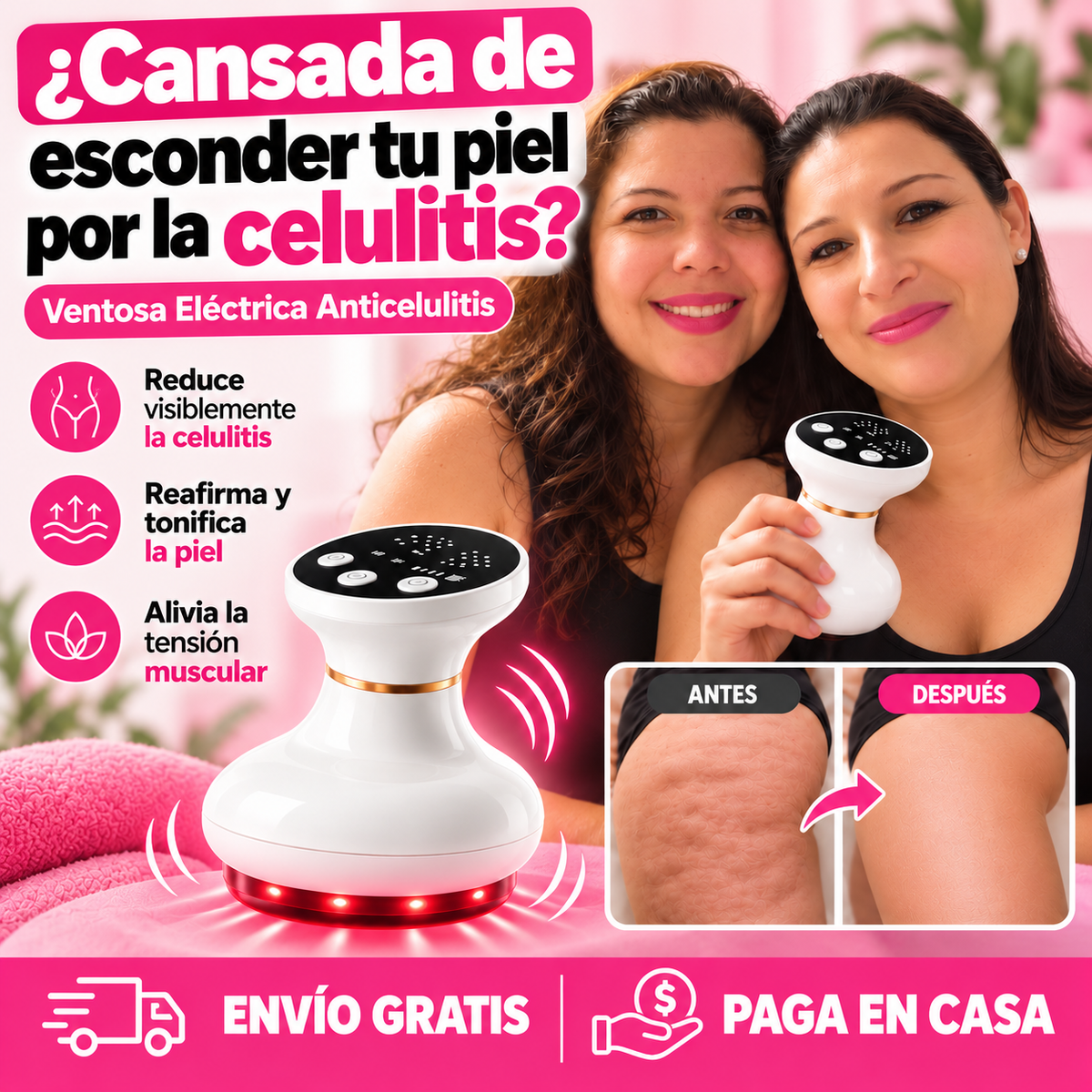 Ventosa eléctrica anticelulitis y alivio muscular