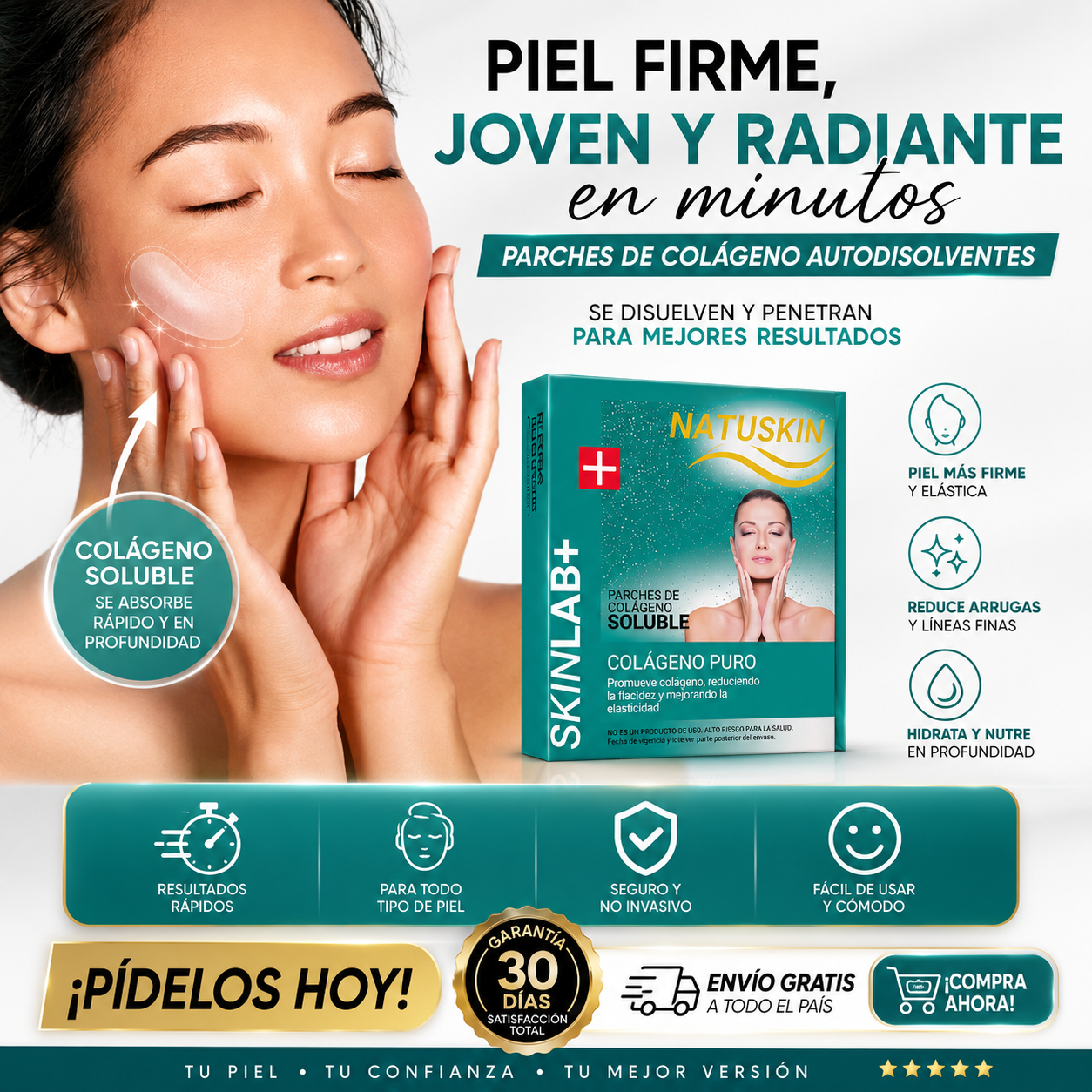 Parches de Colágeno Natuskin ✨Colágeno que hidrata y cuida tu Piel