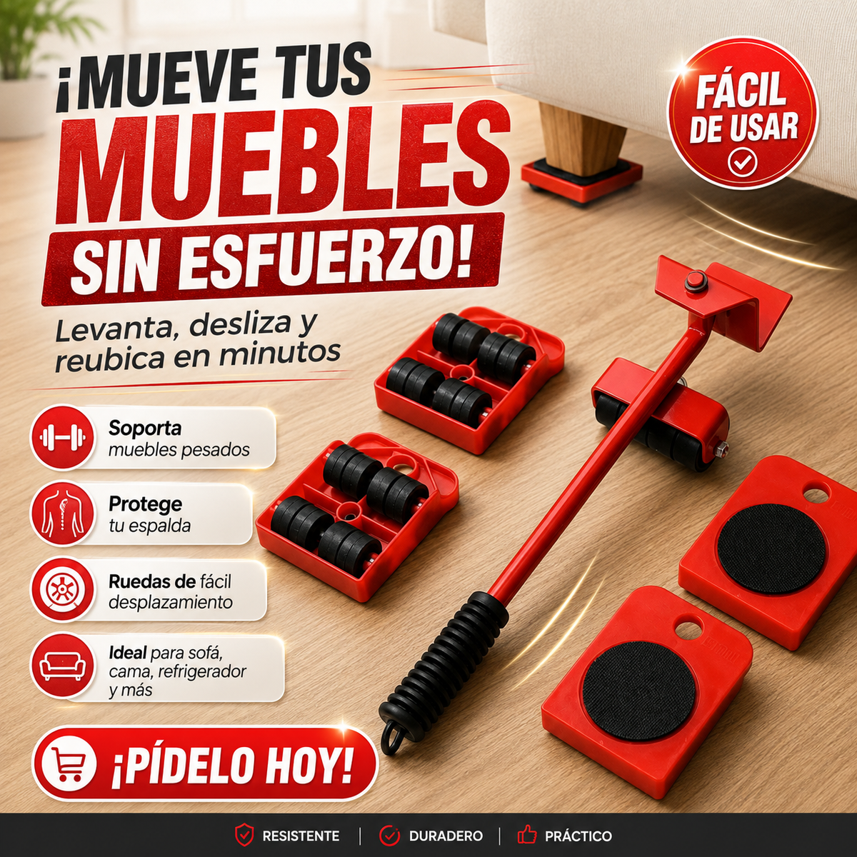 Kit levanta  Muebles Pesados + Envío Gratis🎁