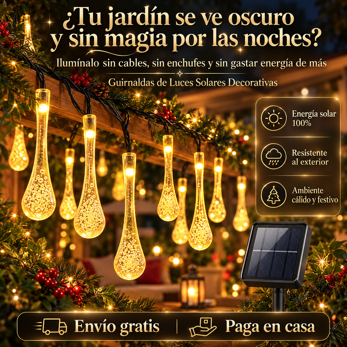 Guirnalda de Lágrimas Solar✨que transforman tu jardín / de 4,5 m (20 LED)